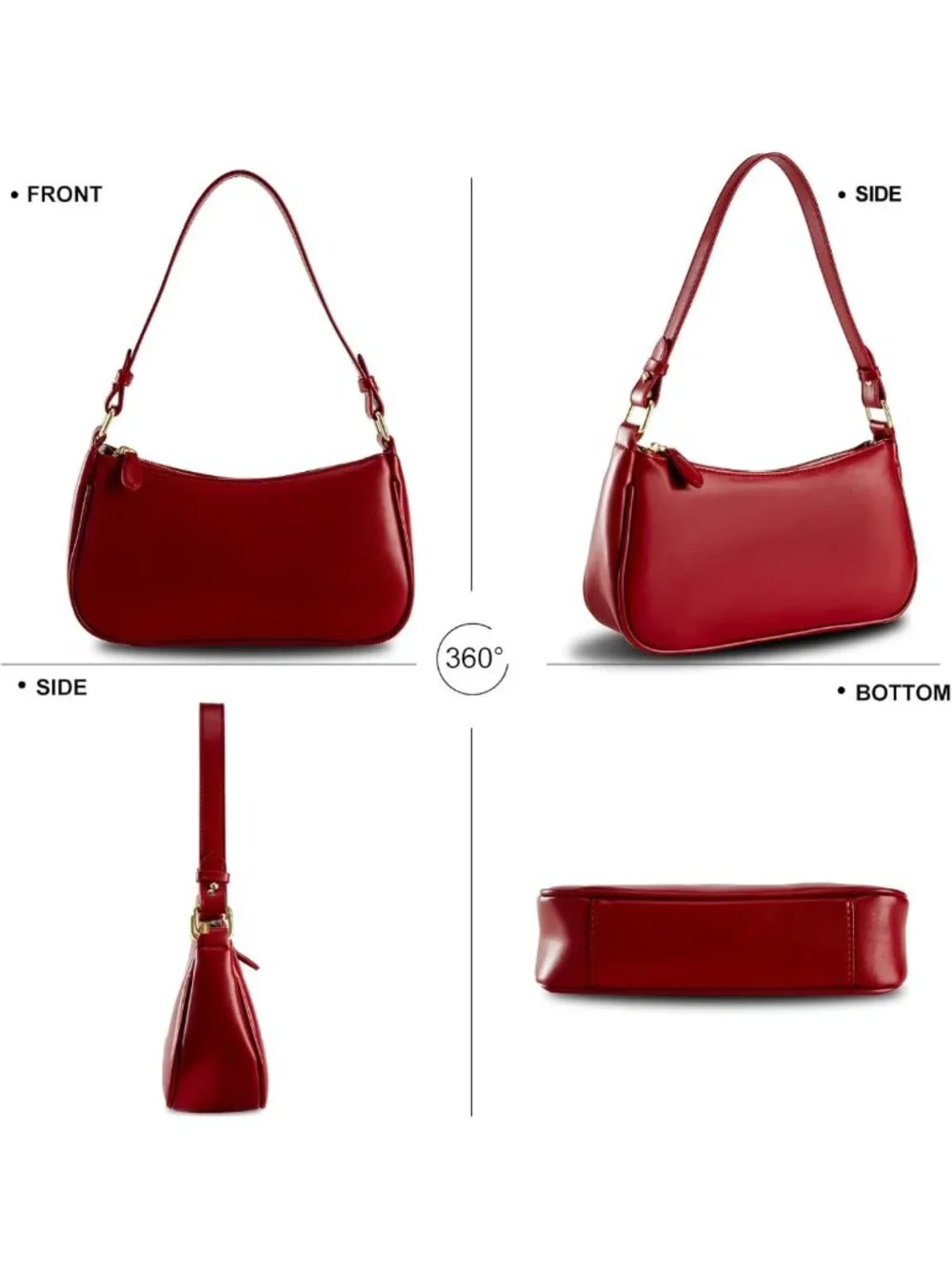 Stylish Leather Hobo Tote Bag for Women - Retro Sling Purse with 2 Straps
